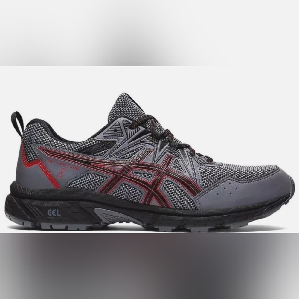 Asics Gray and Red Athletic Sneakers